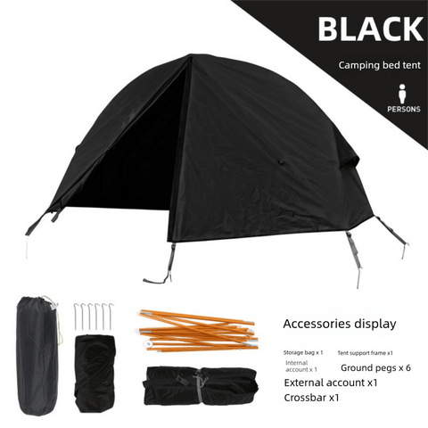 Darrahopens Outdoor Recreation > Camping > Tents Single Person Off-Ground Camping Tent Portable Folding Bed Cover with Mosquito Net UV-Resistant Fishing Tent Black