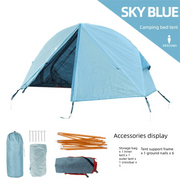 Darrahopens Outdoor Recreation > Camping > Tents Single Person Off-Ground Camping Tent Portable Folding Bed Cover with Mosquito Net UV-Resistant Fishing Tent Blue