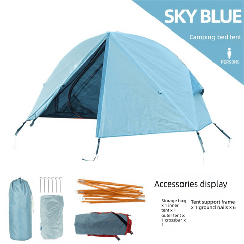 Darrahopens Outdoor Recreation > Camping > Tents Single Person Off-Ground Camping Tent Portable Folding Bed Cover with Mosquito Net UV-Resistant Fishing Tent Blue