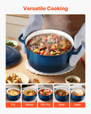 Darrahopens Outdoor Recreation > Camping > Tents VEVOR Enameled Cast Iron Dutch Oven, 5.7L Pot with Lid and Dual Handles, Heavy-Duty Durable Cookware Pan, Oven Induction Compatible up to 260 ℃, for Braising, Stews, Roasting, Bread Baking, Blue