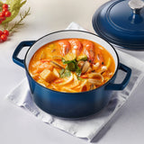 Darrahopens Outdoor Recreation > Camping > Tents VEVOR Enameled Cast Iron Dutch Oven, 5.7L Pot with Lid and Dual Handles, Heavy-Duty Durable Cookware Pan, Oven Induction Compatible up to 260 ℃, for Braising, Stews, Roasting, Bread Baking, Blue