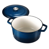 Darrahopens Outdoor Recreation > Camping > Tents VEVOR Enameled Cast Iron Dutch Oven, 5.7L Pot with Lid and Dual Handles, Heavy-Duty Durable Cookware Pan, Oven Induction Compatible up to 260 ℃, for Braising, Stews, Roasting, Bread Baking, Blue