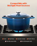 Darrahopens Outdoor Recreation > Camping > Tents VEVOR Enameled Cast Iron Dutch Oven, 5.7L Pot with Lid and Dual Handles, Heavy-Duty Durable Cookware Pan, Oven Induction Compatible up to 260 ℃, for Braising, Stews, Roasting, Bread Baking, Blue