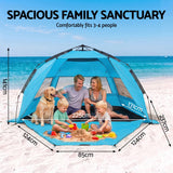 Darrahopens Outdoor Recreation > Camping > Tents Weisshorn Beach Tent 3-4 Person Pop Up Sun Shade UPF 50 Automatic Outdoor Blue In Australia - Darrahopens