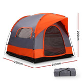 Darrahopens Outdoor Recreation > Camping > Tents Weisshorn Camping Tent SUV Family Camping Car Tent 6-8 Person 250cm Orange In Australia - Darrahopens