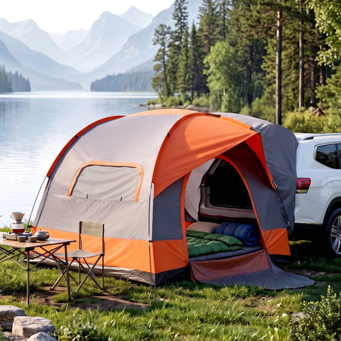 Darrahopens Outdoor Recreation > Camping > Tents Weisshorn Camping Tent SUV Family Camping Car Tent 6-8 Person 250cm Orange In Australia - Darrahopens