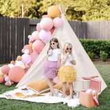 Darrahopens Outdoor Recreation > Camping > Tents Xxl Kids Play Teepee Tent Indoor Boho Tent Foldable Tipi With Window/Pompom/Mat