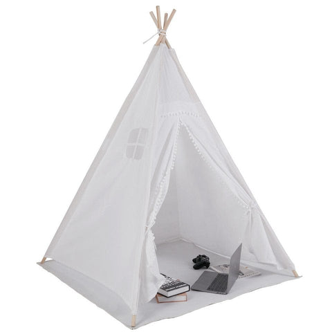 Darrahopens Outdoor Recreation > Camping > Tents Xxl Kids Play Teepee Tent Indoor Boho Tent Foldable Tipi With Window/Pompom/Mat