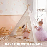Darrahopens Outdoor Recreation > Camping > Tents Xxl Kids Play Teepee Tent Indoor Boho Tent Foldable Tipi With Window/Pompom/Mat