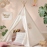 Darrahopens Outdoor Recreation > Camping > Tents Xxl Kids Play Teepee Tent Indoor Boho Tent Foldable Tipi With Window/Pompom/Mat