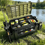 Darrahopens Outdoor Recreation > Fishing > Fishing Tackle Double-layer multi-function outdoor storage fishing box, can be used as a stool, convenient storage of various fishing lines, bait, live fish.