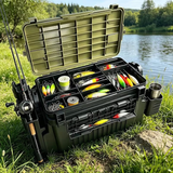 Darrahopens Outdoor Recreation > Fishing > Fishing Tackle Double-layer multi-function outdoor storage fishing box, can be used as a stool, convenient storage of various fishing lines, bait, live fish.