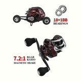 Darrahopens Outdoor Recreation > Fishing > Fishing Tackle High Speed 18+1BB Baitcasting Reel, Dual Brake System, Max Drag 20lb - Ergonomic Handle, Stainless Steel Durable Spool - Ideal for Carp and Bass Fishing, Suitable for Saltwater and Freshwater, Angler's Choice | Smooth Black Finish(DW121R right hand)