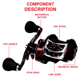 Darrahopens Outdoor Recreation > Fishing > Fishing Tackle High Speed 18+1BB Baitcasting Reel, Dual Brake System, Max Drag 20lb - Ergonomic Handle, Stainless Steel Durable Spool - Ideal for Carp and Bass Fishing, Suitable for Saltwater and Freshwater, Angler's Choice | Smooth Black Finish(DW121R right hand)