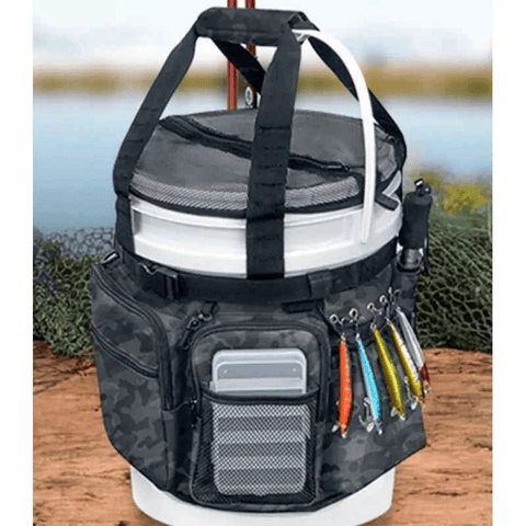 Darrahopens Outdoor Recreation > Fishing > Fishing Tackle Multi-Functional Tactical Fishing Bucket Backpack, Waterproof Large Capacity, Built-in Livewell, All Gear Storage in One Bag