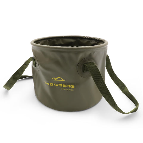 Darrahopens Outdoor Recreation > Fishing > Fishing Tackle Multi-Use Collapsible Bucket – Foldable Camping Container with Dual Handles, 10L/20L Capacity, Supports 22 lbs or 44 lbs, Waterproof PVC Mesh for Fishing, Washing, Picnics & Outdoor Use (Forest Green,Trumpet)