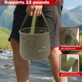 Darrahopens Outdoor Recreation > Fishing > Fishing Tackle Multi-Use Collapsible Bucket – Foldable Camping Container with Dual Handles, 10L/20L Capacity, Supports 22 lbs or 44 lbs, Waterproof PVC Mesh for Fishing, Washing, Picnics & Outdoor Use (Forest Green,Trumpet)