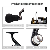 Darrahopens Outdoor Recreation > Fishing > Fishing Tackle Spinning Reel Fishing Reel, Metal Spool, Metal Handle, 5.2:1 Gear Ratio, 10KG Drag, Smooth and Sensitive Line Output, Left/Right Hand Interchangeable, Rotating Fishing Reel, Suitable for Freshwater and Saltwater(HE5000)