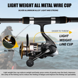 Darrahopens Outdoor Recreation > Fishing > Fishing Tackle Spinning Reel Fishing Reel, Metal Spool, Metal Handle, 5.2:1 Gear Ratio, 10KG Drag, Smooth and Sensitive Line Output, Left/Right Hand Interchangeable, Rotating Fishing Reel, Suitable for Freshwater and Saltwater(HE5000)