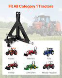 Darrahopens Outdoor Recreation > Fishing > Fishing Tackle VEVOR 3 Point Trailer Hitch 2 in Receiver, 3pt Quick Hitch Attachment with 3 Trailer Balls, Tractor Tow Drawbar Adapter, Compatible with Kubota, Mahindra, Ford, Yanmar, John Deere, Massey Ferguson
