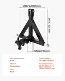 Darrahopens Outdoor Recreation > Fishing > Fishing Tackle VEVOR 3 Point Trailer Hitch 2 in Receiver, 3pt Quick Hitch Attachment with 3 Trailer Balls, Tractor Tow Drawbar Adapter, Compatible with Kubota, Mahindra, Ford, Yanmar, John Deere, Massey Ferguson