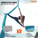 Darrahopens Outdoor Recreation > Fishing > Fishing Tackle VEVOR Aerial Silk & Yoga Swing, 10 m Length, Aerial Yoga Hammock Kit with 100gsm Nylon Fabric, Full Rigging Hardware & Easy Set-up Guide, Antigravity Flying for All Levels Fitness Bodybuilding, Blue