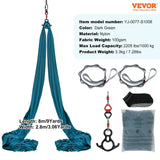 Darrahopens Outdoor Recreation > Fishing > Fishing Tackle VEVOR Aerial Silk & Yoga Swing, 8 m Length, Aerial Yoga Hammock Kit with 100gsm Nylon Fabric, Full Rigging Hardware & Easy Set-up Guide, Antigravity Flying for All Levels Fitness Bodybuilding, Green