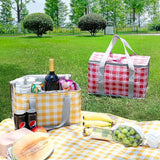 Darrahopens Outdoor Recreation > Iceboxes & Coolers > Cooler bags 2 Pack Insulated Picnic Lunch Bags, Checkered Thermal Food Storage Totes, Green