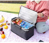 Darrahopens Outdoor Recreation > Picnic > Picnic Baskets 18L Insulated Picnic Basket with Aluminum Frame, Collapsible Cooler Bag, Yellow Plaid, 40 x 20 x 23 cm