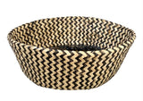 Darrahopens Outdoor Recreation > Picnic > Picnic Baskets 2x ROUND BELLY SEAGRASS STORAGE BASKET Natural Straw Folding - Chevron Black/Natural