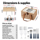 Darrahopens Outdoor Recreation > Picnic > Picnic Baskets Alfresco 2 Person Picnic Basket Set with Table Blanket Cooler Wooden Insulated