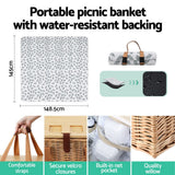 Darrahopens Outdoor Recreation > Picnic > Picnic Baskets Alfresco 2 Person Picnic Basket Set with Table Blanket Cooler Wooden Insulated