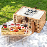Darrahopens Outdoor Recreation > Picnic > Picnic Baskets Alfresco 2 Person Picnic Basket Set with Table Blanket Cooler Wooden Insulated