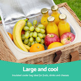 Darrahopens Outdoor Recreation > Picnic > Picnic Baskets Alfresco 2 Person Picnic Basket Set with Table Blanket Cooler Wooden Insulated