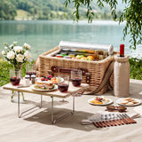 Darrahopens Outdoor Recreation > Picnic > Picnic Baskets Alfresco 4 Person Insulated Picnic Basket Set with Foldable Wood Table Mat In Australia - Darrahopens