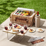 Darrahopens Outdoor Recreation > Picnic > Picnic Baskets Alfresco 4 Person Insulated Picnic Basket Set with Foldable Wood Table Mat In Australia - Darrahopens