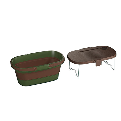 Darrahopens Outdoor Recreation > Picnic > Picnic Baskets Foldable Picnic Basket with Tray - 16.5L Capacity, Green coffee color, Perfect for Camping and Outdoor Gatherings