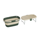 Darrahopens Outdoor Recreation > Picnic > Picnic Baskets Foldable Picnic Basket with Tray - 16.5L Capacity, White Green, Perfect for Camping and Outdoor Gatherings