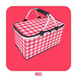 Darrahopens Outdoor Recreation > Picnic > Picnic Baskets Thickened Foldable Aluminum Foil Insulated Picnic Basket-Red chequered pattern