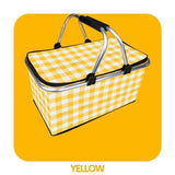 Darrahopens Outdoor Recreation > Picnic > Picnic Baskets Thickened Foldable Aluminum Foil Insulated Picnic Basket-Yellow chequered pattern