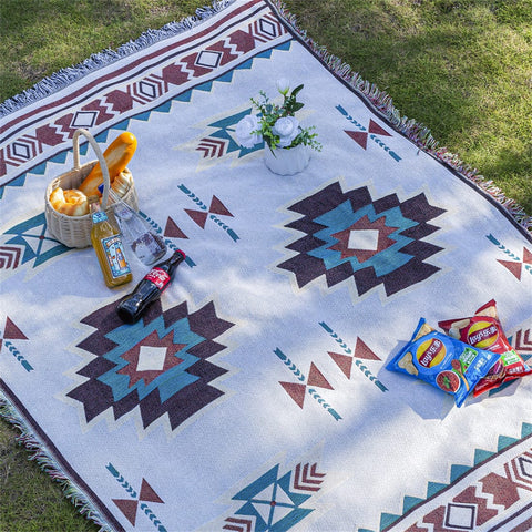 Darrahopens Outdoor Recreation > Picnic > Picnic Blankets Mutifunctional 90 x 90 CM Bohemian Outdoor Picnic Blanket & Throw - Thick, Moisture-Proof Mat for Camping, Beach & Home Decor