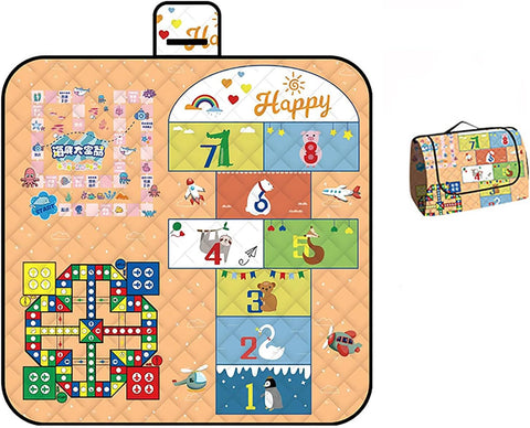 Darrahopens Outdoor Recreation > Picnic > Picnic Blankets Waterproof Picnic Blanket with Flying Chess Game: 80''x80'' Extra Large, Foldable for Australian Camping, Beach & Family Gatherings