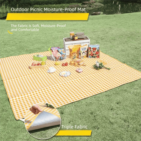 Darrahopens Outdoor Recreation > Picnic > Picnic Blankets Yellow Lightweight Thickened Picnic Mat – Waterproof Outdoor Camping Ground Sheet for Hiking, Parks and Picnics(1.5*2M）