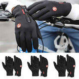 Darrahopens Outdoor Recreation > Snow Sports > Skiing & Accessories Black Winter Windproof Waterproof Thermal Touch Gloves for Men and Women, Anti-Slip Rubber Palm, Zipper Closure for Easy Wear, Size L for Outdoor Sports In Australia - Darrahopens