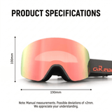 Darrahopens Outdoor Recreation > Snow Sports > Skiing & Accessories Cylindrical Snow Goggles with Anti-Fog Dual-Layer PC Lens, Impact-Resistant TPU Frame, and Adjustable Silicone-Grip Strap for Skiing, Snowboarding, and Mountaineering in Sunny Conditions (Grey)
