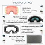 Darrahopens Outdoor Recreation > Snow Sports > Skiing & Accessories Cylindrical Snow Goggles with Anti-Fog Dual-Layer PC Lens, Impact-Resistant TPU Frame, and Adjustable Silicone-Grip Strap for Skiing, Snowboarding, and Mountaineering in Sunny Conditions (Grey)