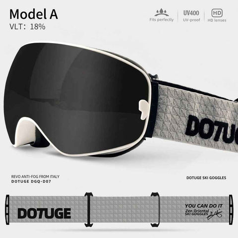 Darrahopens Outdoor Recreation > Snow Sports > Skiing & Accessories DOTUGE DGQ-D07 Magnetic Flip Ski Goggles with REVO Coated Dual-Layer Anti-Fog Spherical Lens, UV400 Protection, OTG Design, and Wide Field of View for Snow Sports (A) In Australia - Darrahopens