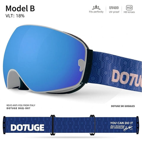 Darrahopens Outdoor Recreation > Snow Sports > Skiing & Accessories DOTUGE DGQ-D07 Magnetic Flip Ski Goggles with REVO Coated Dual-Layer Anti-Fog Spherical Lens, UV400 Protection, OTG Design, and Wide Field of View for Snow Sports (B) In Australia - Darrahopens