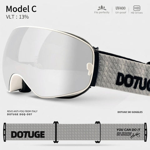 Darrahopens Outdoor Recreation > Snow Sports > Skiing & Accessories DOTUGE DGQ-D07 Magnetic Flip Ski Goggles with REVO Coated Dual-Layer Anti-Fog Spherical Lens, UV400 Protection, OTG Design, and Wide Field of View for Snow Sports (C) In Australia - Darrahopens