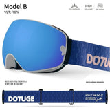 Darrahopens Outdoor Recreation > Snow Sports > Skiing & Accessories DOTUGE DGQ-D07 Magnetic Flip Ski Goggles with REVO Coated Dual-Layer Anti-Fog Spherical Lens, UV400 Protection, OTG Design, and Wide Field of View for Snow Sports (E) In Australia - Darrahopens